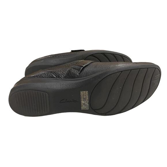 Clarks Collection Gael Bombay Flat Womens 10 M Black Leather Strap Comfort Shoe - Picture 5 of 10